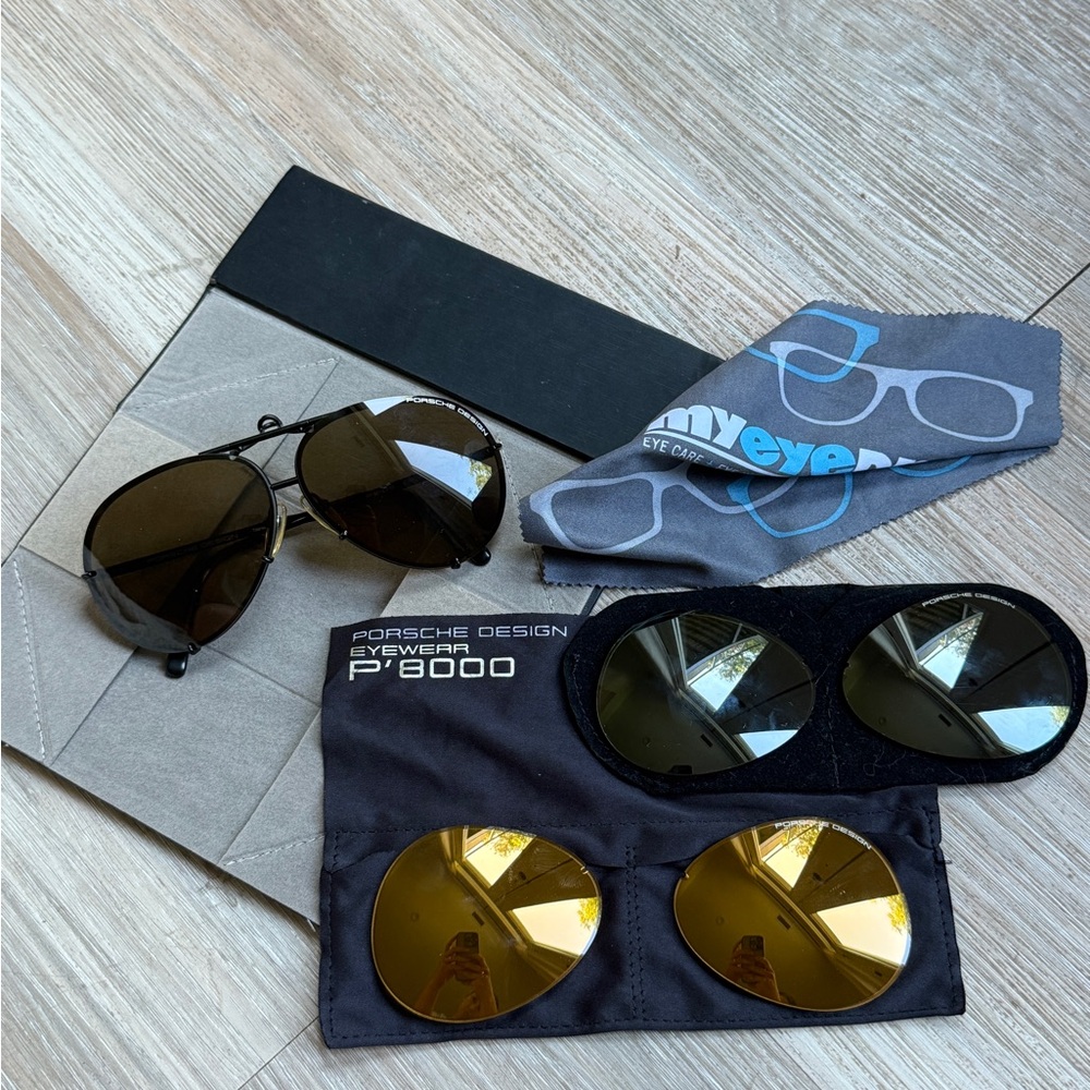 Porsche Design Black Titanium Sunglasses with extra lenses